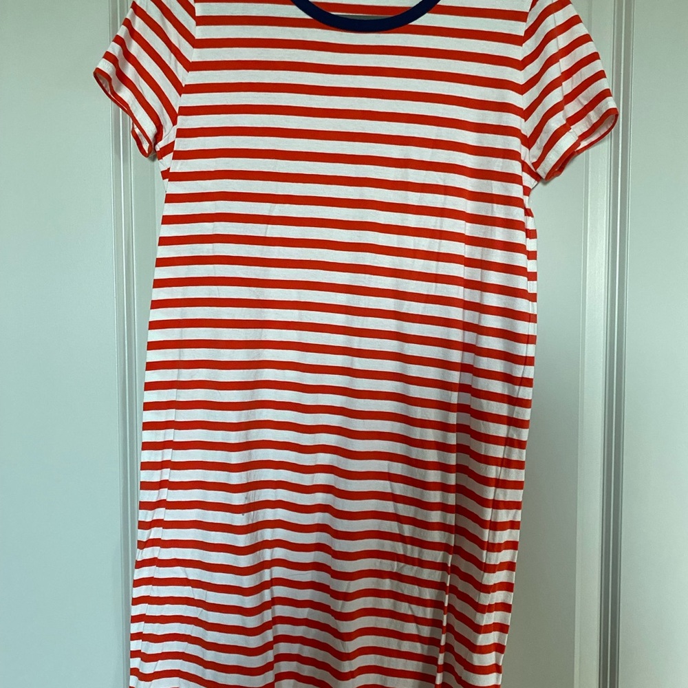 J. Crew Red and White Striped Dress